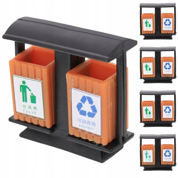 Lot de 5 mini poubelles en ABS pour décorations et miniatures
