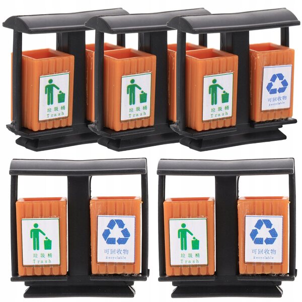 Lot de 5 mini poubelles en ABS pour décorations et miniatures