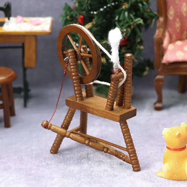 Miniatur-Holzrad für Puppenhaus im Maßstab 1:12, Vintage-Braun