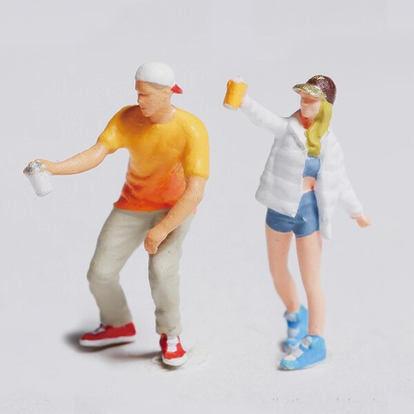 Figurine Graffiti 1:87 in Resina Dipinte a Mano per Diorama Train Park