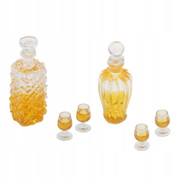 Miniature vinflasker og glas 1:12 til dukkehus bar drinks model