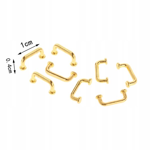 Mini Maniglia Decorativa in Metallo per Armadi e Cassetti Oro 8 Pezzi 1:12