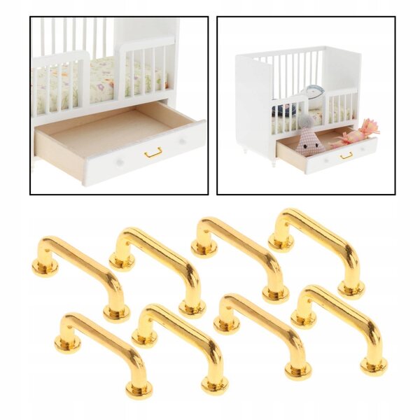 Mini Maniglia Decorativa in Metallo per Armadi e Cassetti Oro 8 Pezzi 1:12