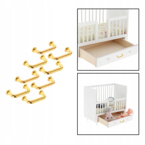 Mini Maniglia Decorativa in Metallo per Armadi e Cassetti Oro 8 Pezzi 1:12