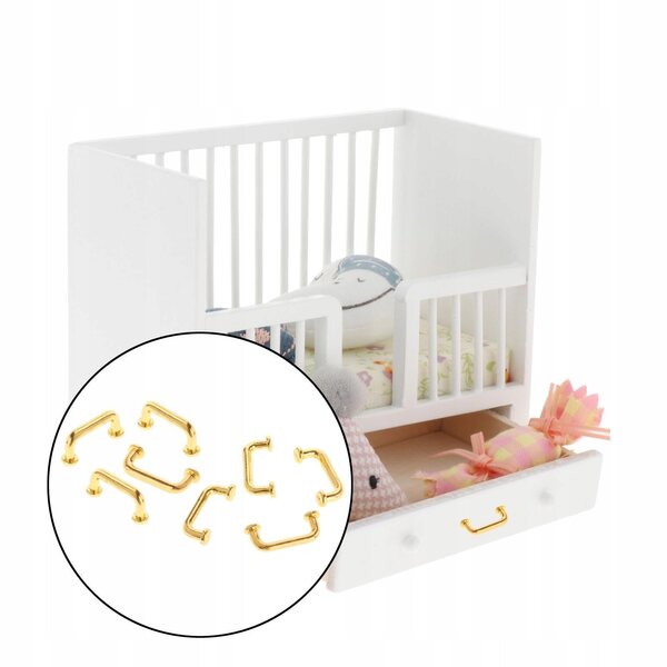 Mini Maniglia Decorativa in Metallo per Armadi e Cassetti Oro 8 Pezzi 1:12