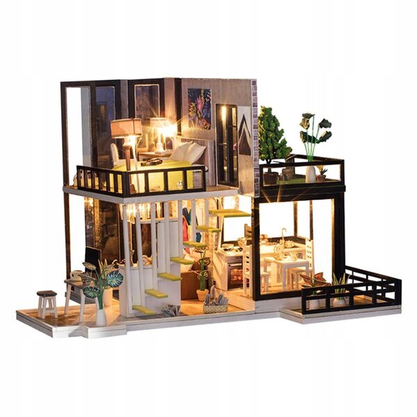 1/20 DIY Puppenhaus-Schlafzimmer-Bausatz aus Holz für Erwachsene