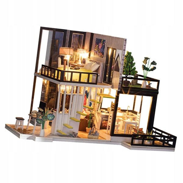 1/20 DIY Puppenhaus-Schlafzimmer-Bausatz aus Holz für Erwachsene