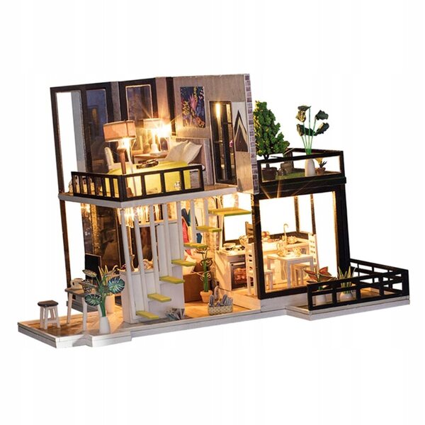 1/20 DIY Puppenhaus-Schlafzimmer-Bausatz aus Holz für Erwachsene