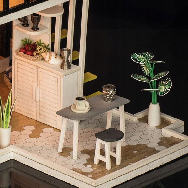 1/20 DIY Puppenhaus-Schlafzimmer-Bausatz aus Holz für Erwachsene