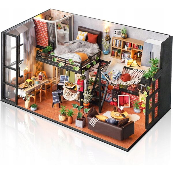 Miniatura Casa per Bambole DIY con LED e Protezione - Set Costruzione in Legno