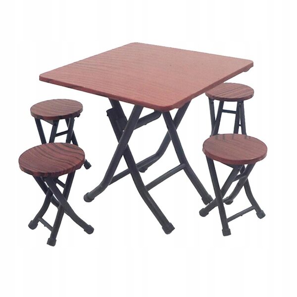 Ensemble miniature de table et 4 chaises pour maison de poupée en bois 1/12