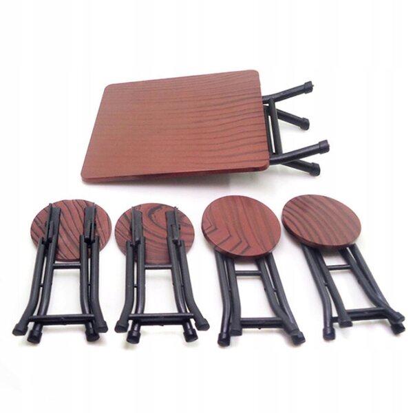Ensemble miniature de table et 4 chaises pour maison de poupée en bois 1/12