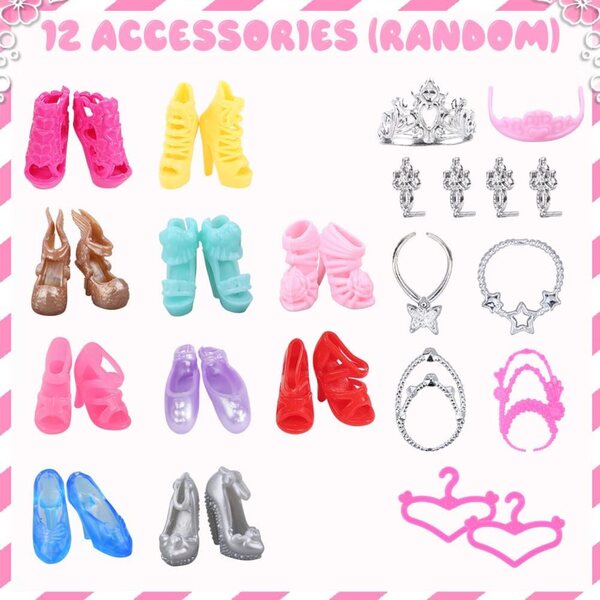 32-teiliges Puppenkleidungsset mit Schuhen und Zubehör für Kinder ab 3 Jahren