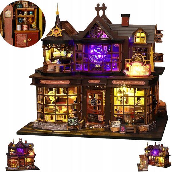 DIY-Set Magisches Holzhaus mit LED, perfektes Geschenk für Kinder und Erwachsene