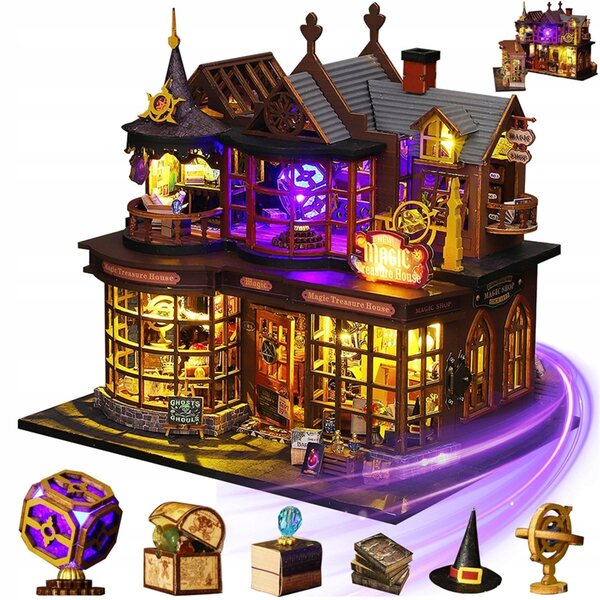 DIY-Set Magisches Holzhaus mit LED, perfektes Geschenk für Kinder und Erwachsene