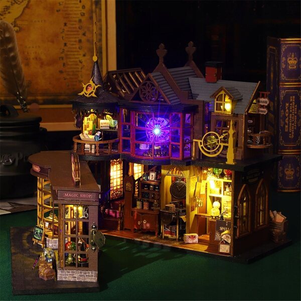 DIY-Set Magisches Holzhaus mit LED, perfektes Geschenk für Kinder und Erwachsene