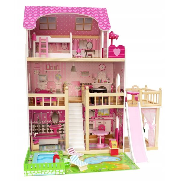 Sonia 90 cm großes Puppenhaus mit Schwimmbad, Möbeln und LED-Beleuchtung