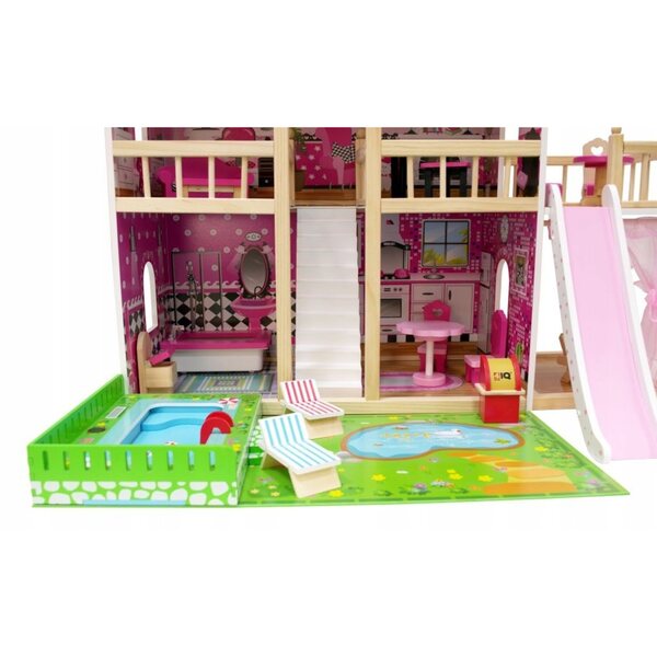Sonia 90 cm großes Puppenhaus mit Schwimmbad, Möbeln und LED-Beleuchtung