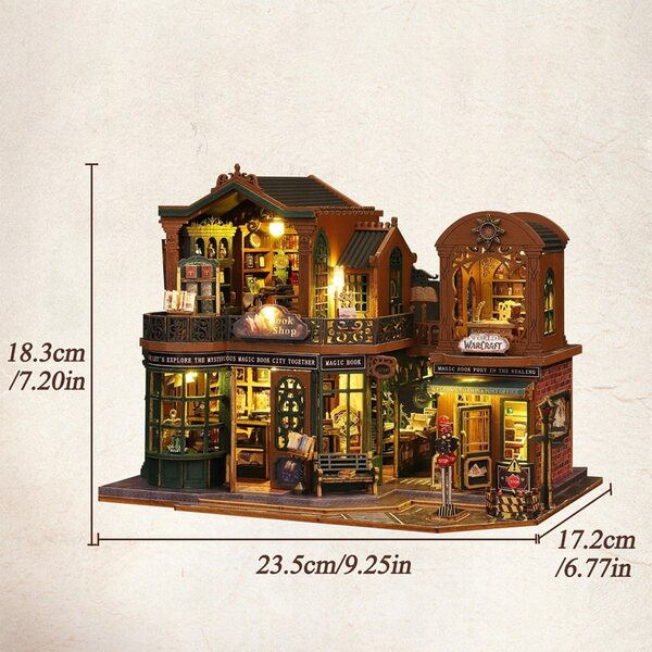 Dollhouse in legno con LED, modello retrò a due piani, kit creativo fai-da-te