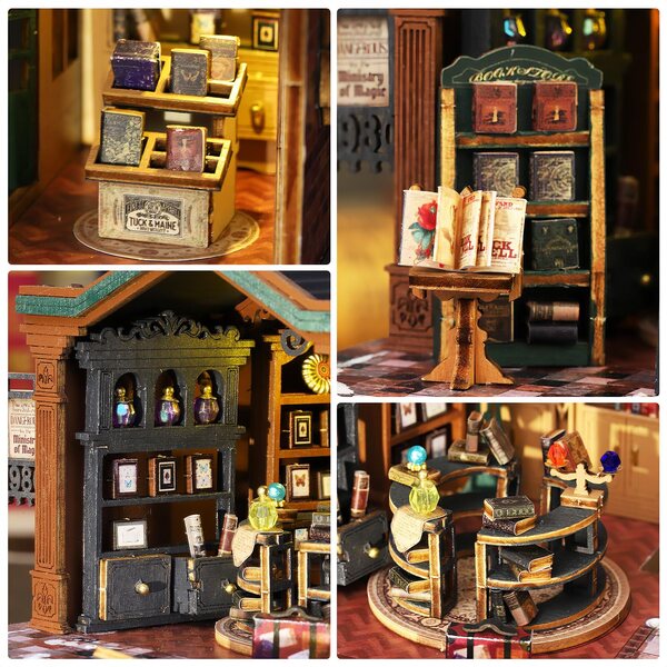 Dollhouse in legno con LED, modello retrò a due piani, kit creativo fai-da-te