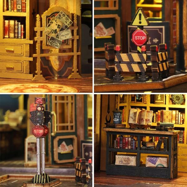 Dollhouse in legno con LED, modello retrò a due piani, kit creativo fai-da-te