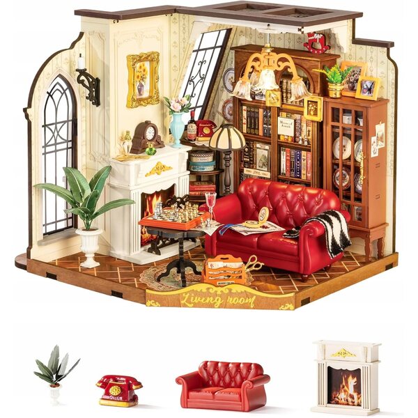Casa Miniatura Fai-da-Te Salone di Caterina Kit 3D in Legno Completo