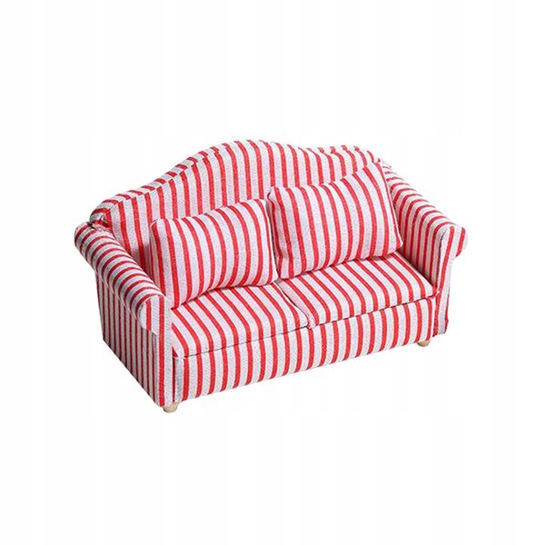 Sofa og Fotel Miniature 1/12 til Dukkehus med rød pude