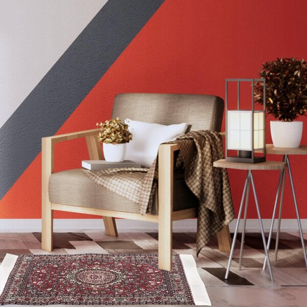 Mini tappeto d'ingresso decorativo per casa delle bambole con motivo rosso