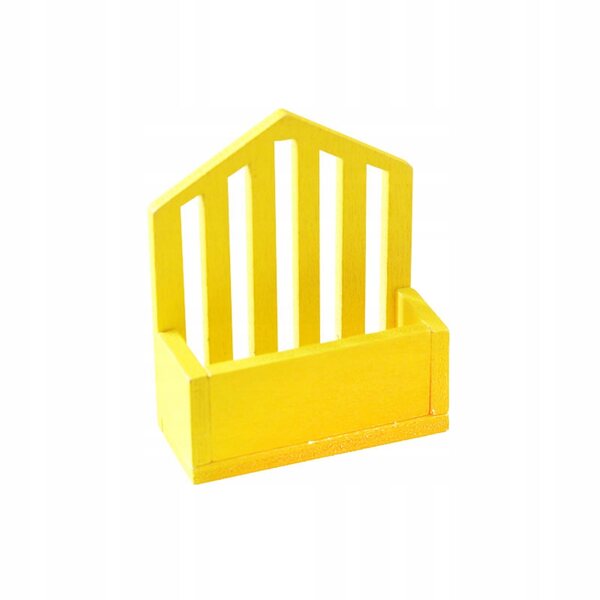 Mini Kosz aus Holz 1:12 für Puppenhaus - Dekoratives Accessoire Gelb