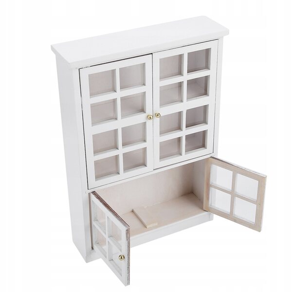 1:12 Puppenhaus aus Holz mit drei Etagen und transparenter Vitrine, elegante Dekoration