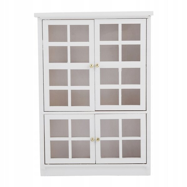 1:12 Puppenhaus aus Holz mit drei Etagen und transparenter Vitrine, elegante Dekoration