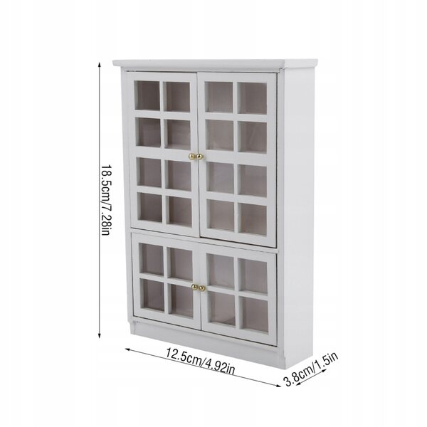 1:12 Puppenhaus aus Holz mit drei Etagen und transparenter Vitrine, elegante Dekoration