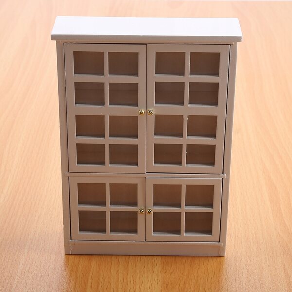 1:12 Puppenhaus aus Holz mit drei Etagen und transparenter Vitrine, elegante Dekoration