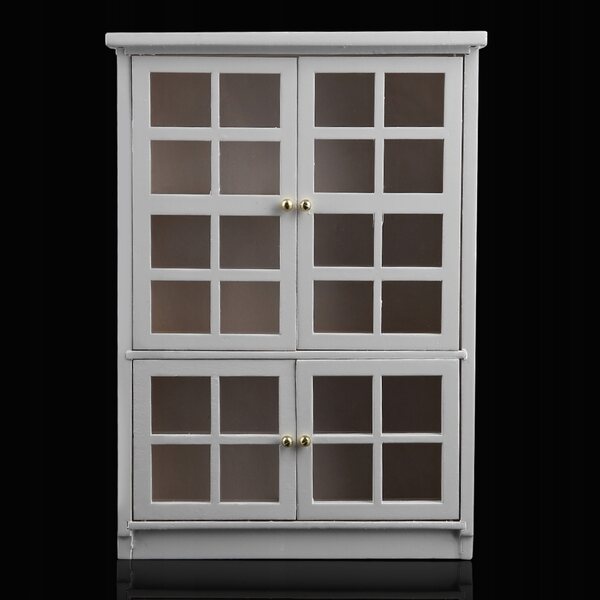 1:12 Puppenhaus aus Holz mit drei Etagen und transparenter Vitrine, elegante Dekoration