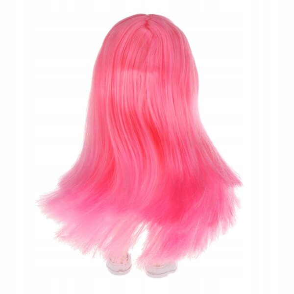 16 cm große Gelenkpuppe mit 13 Gelenken, rosa Haaren und Pony, nackter Vinylkörper