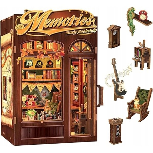 DIY-Set, Miniatur-Erinnerungen, Musikbuchhandlung, kreatives 3D-Puzzle aus Holz