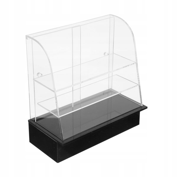 Miniatura mobiletto nero per dolci con porte scorrevoli per casa delle bambole 1/12