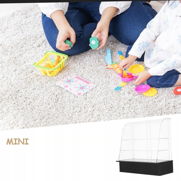 Miniatura mobiletto nero per dolci con porte scorrevoli per casa delle bambole 1/12