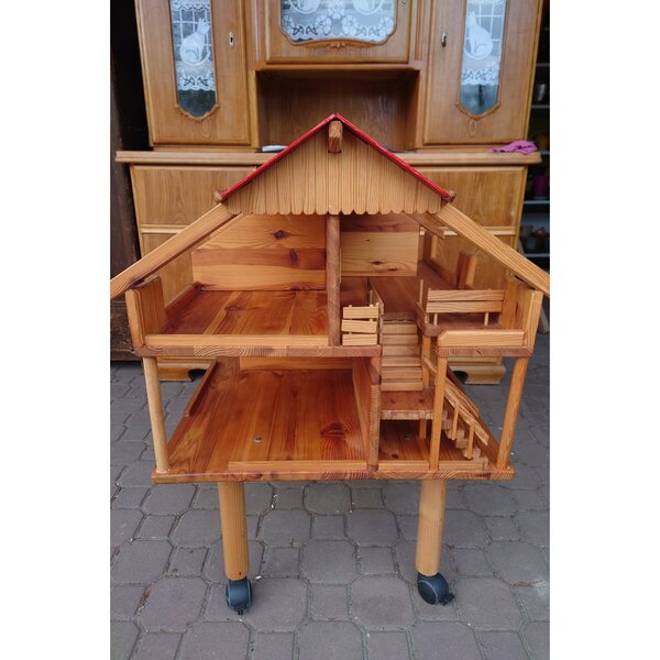 Großes Holzhaus für Kinder mit Rädern, solide und praktisch, ideal ab 16 Monaten