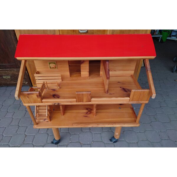 Großes Holzhaus für Kinder mit Rädern, solide und praktisch, ideal ab 16 Monaten