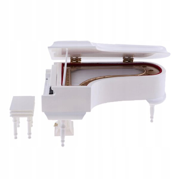 Mini modello pianoforte bianco decorativo in legno per casa delle bambole 1:12