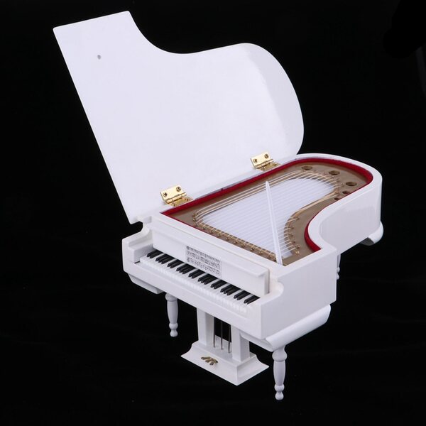 Mini modello pianoforte bianco decorativo in legno per casa delle bambole 1:12