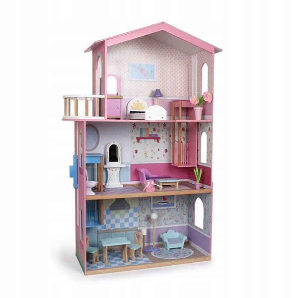 Grande casa delle bambole in legno Legler 121 cm con 15 mobili per bambini 4+