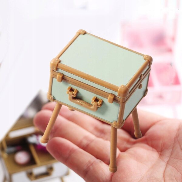 Etui Miniatura per Trucco 1:12 per Casa delle Bambole - Verde Realistico