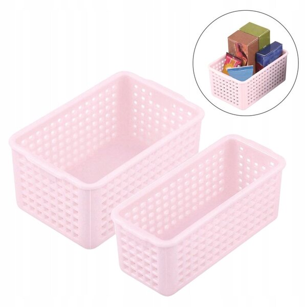 Set 2 Cesti Miniatura per Casa delle Bambole Scala 1:12 Decorazione Rosa