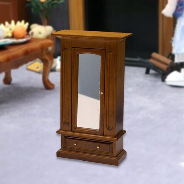 Miniatura 1:12 Mobili in Legno per Casa delle Bambole - Mini Armadio Vintage con Specchio