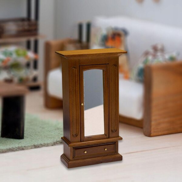 Miniatura 1:12 Mobili in Legno per Casa delle Bambole - Mini Armadio Vintage con Specchio