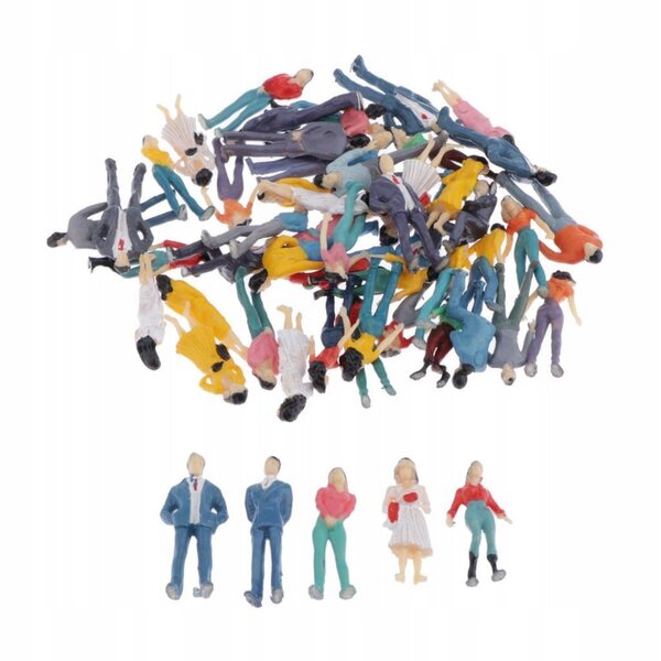 Set 50 bambole modello 1:50 per tavolo da sabbia artigianali colorate