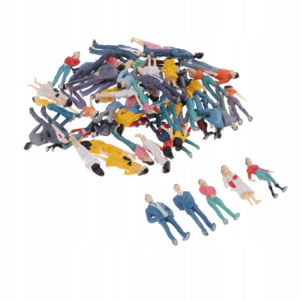 Set 50 bambole modello 1:50 per tavolo da sabbia artigianali colorate