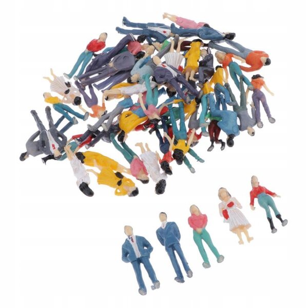 Set 50 bambole modello 1:50 per tavolo da sabbia artigianali colorate